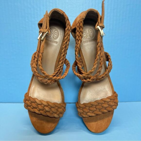 Tory Burch Bailey Braided Ankle Strap SOHO Lux Suede Espadrille Wedge Sandals 9 - Picture 10 of 13